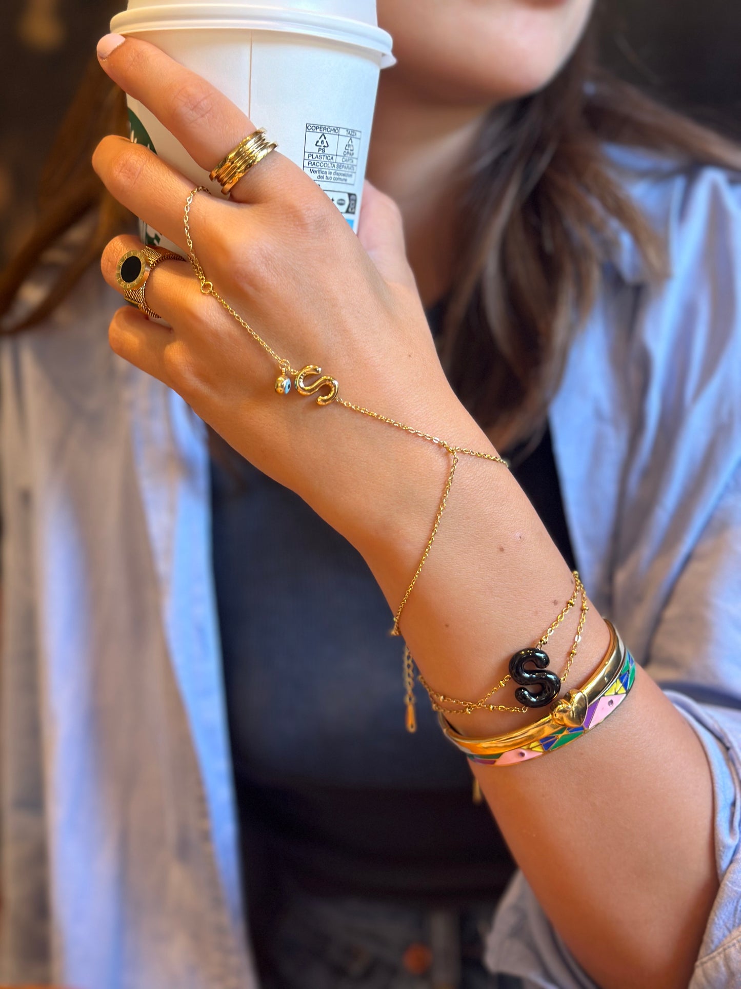 Colorful Initial Bracelet - A (Blue)