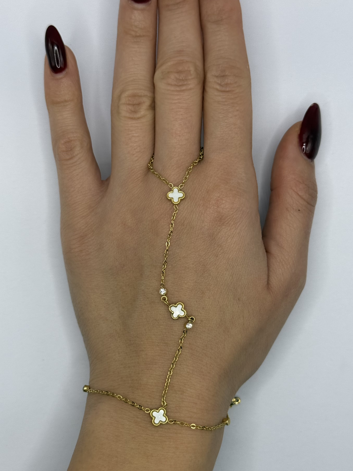 White Clovers Hand Chain