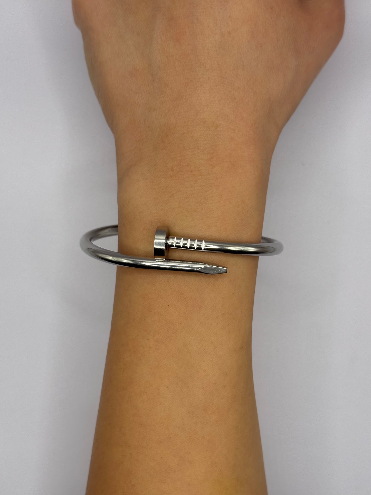 Nail Cuff Bracelet in Silver