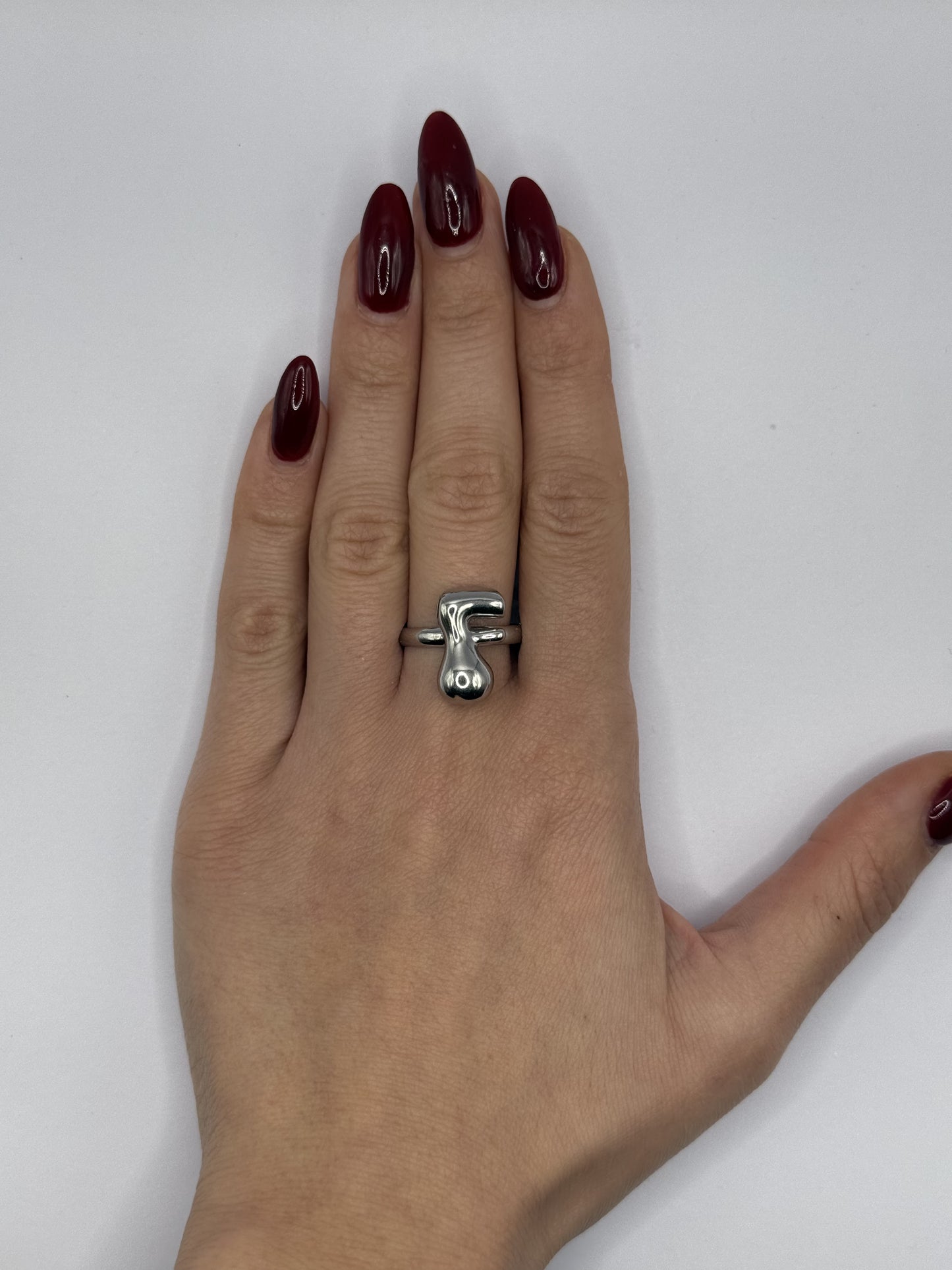 IG Initial Ring - F Silver