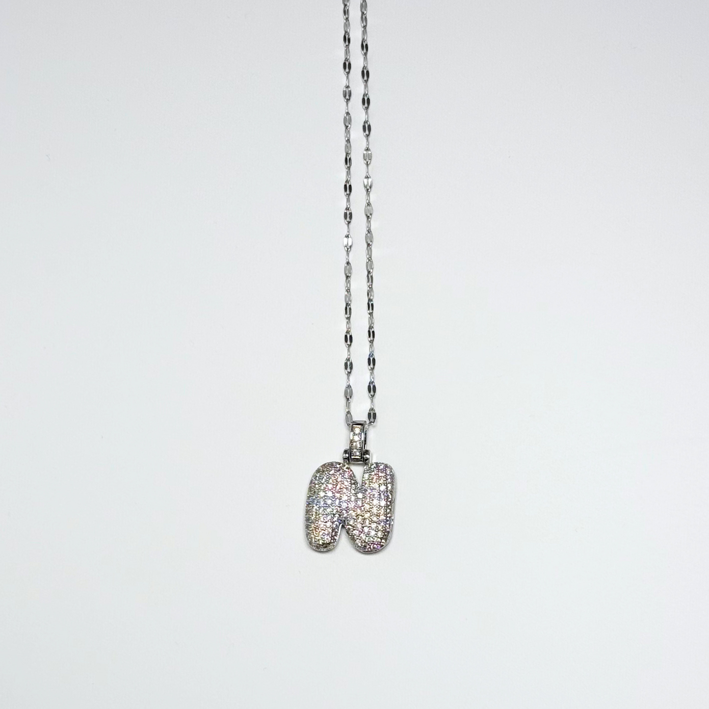 Gemma Initial Necklace- N in Silver