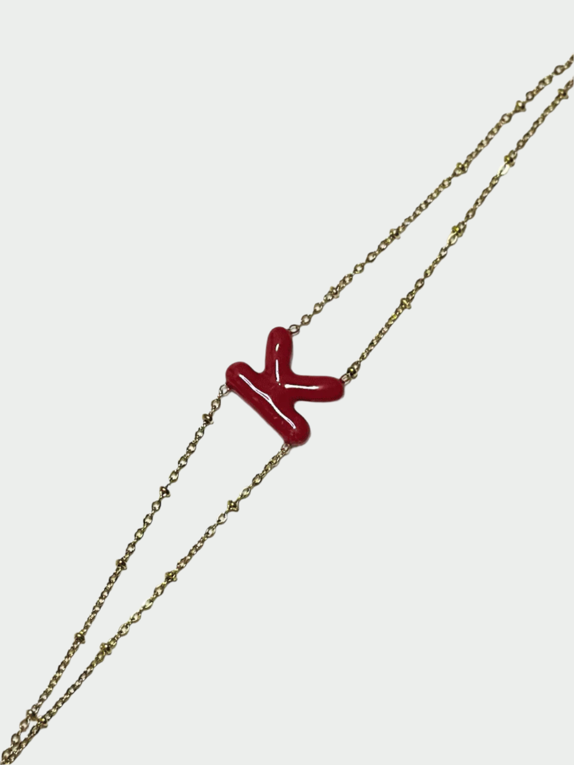 Colorful Initial Bracelet - K (Red)