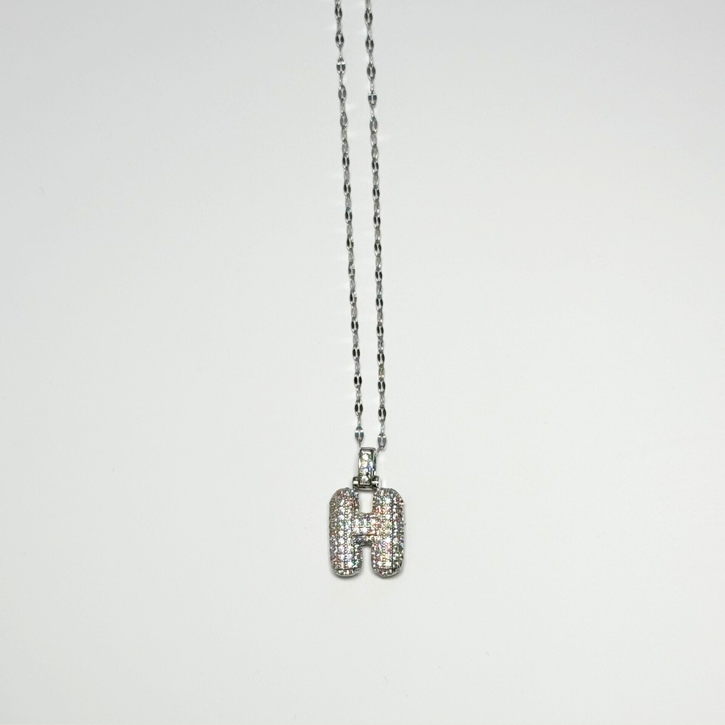 Gemma Initial Necklace- H in Silver
