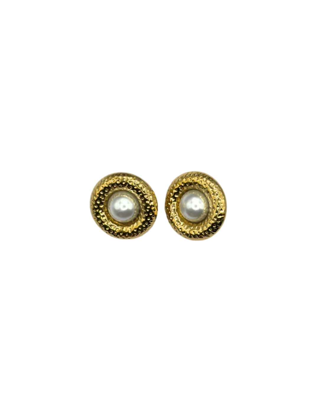 Oval Pearl Clip Earrings in Gold