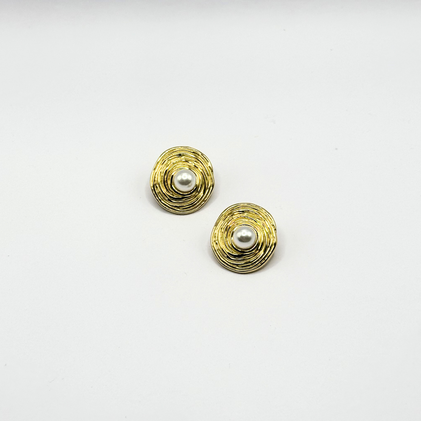 Pearl Earrings on Spiral Gold Plate