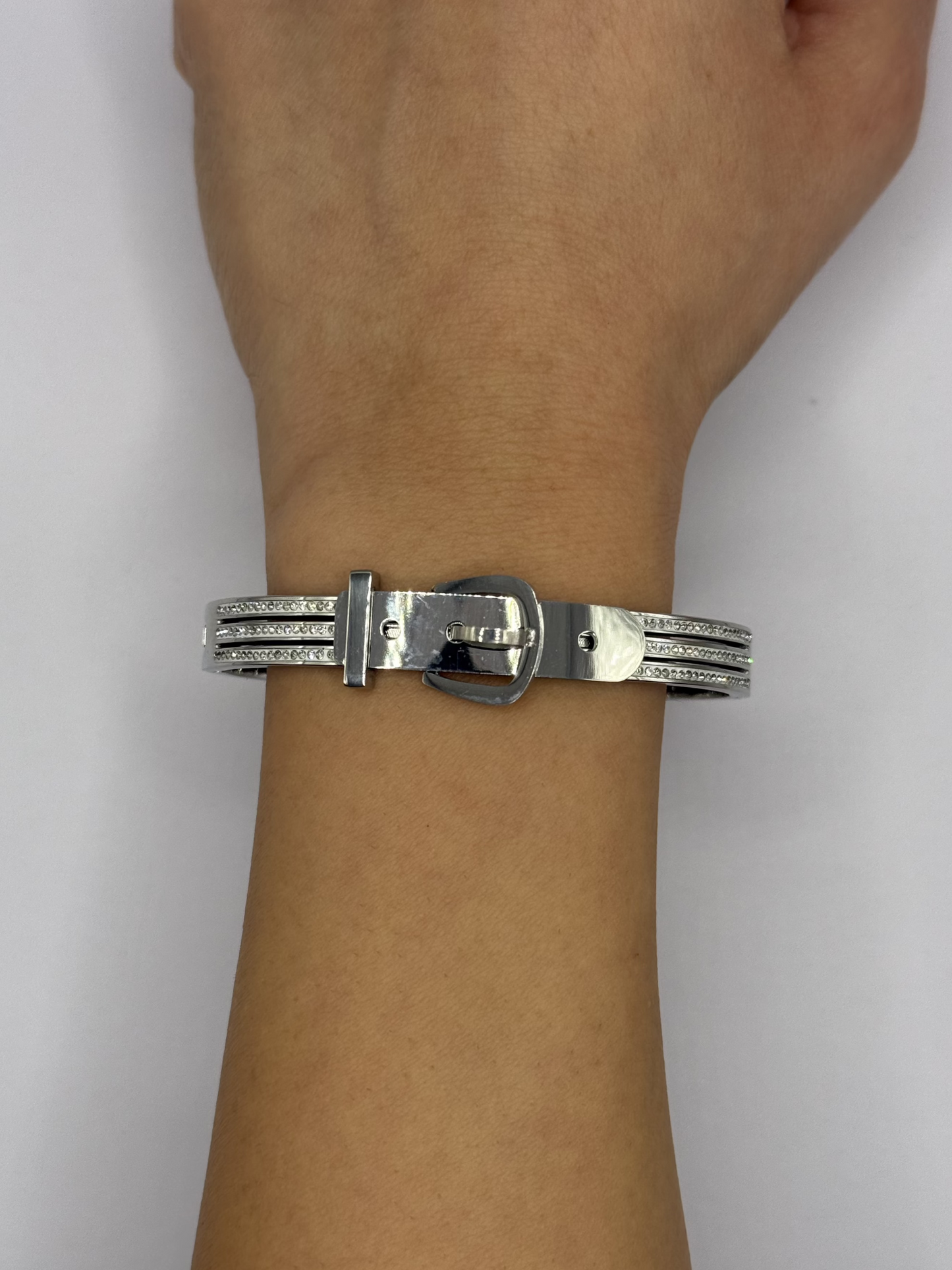 Bracciale con fibbia di diamanti - Argento