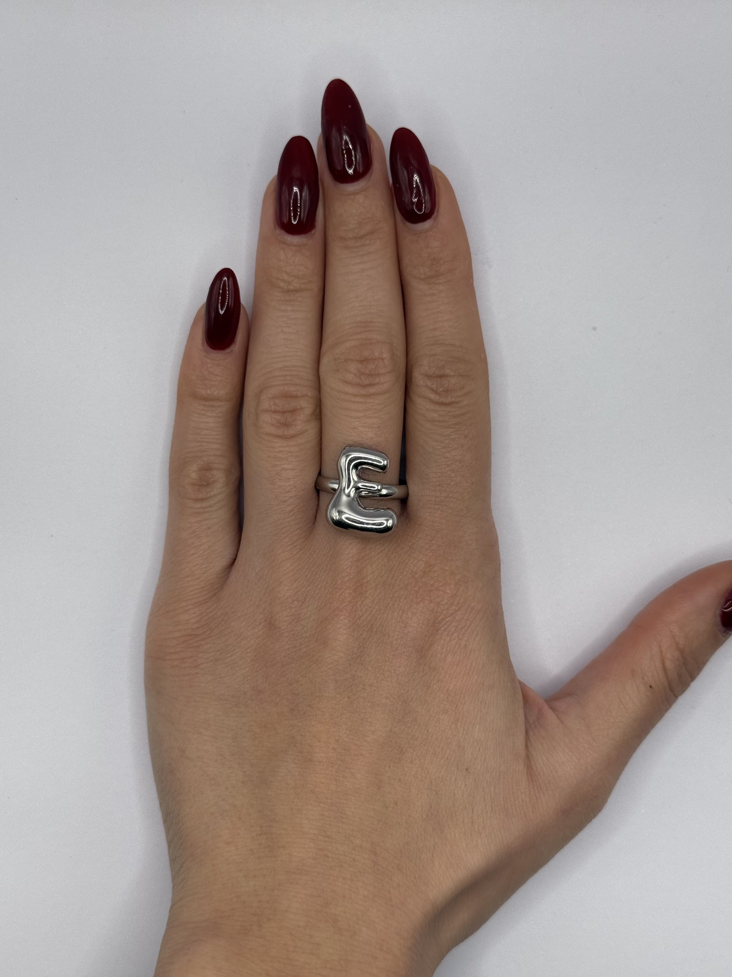 IG Initial Ring - E Silver