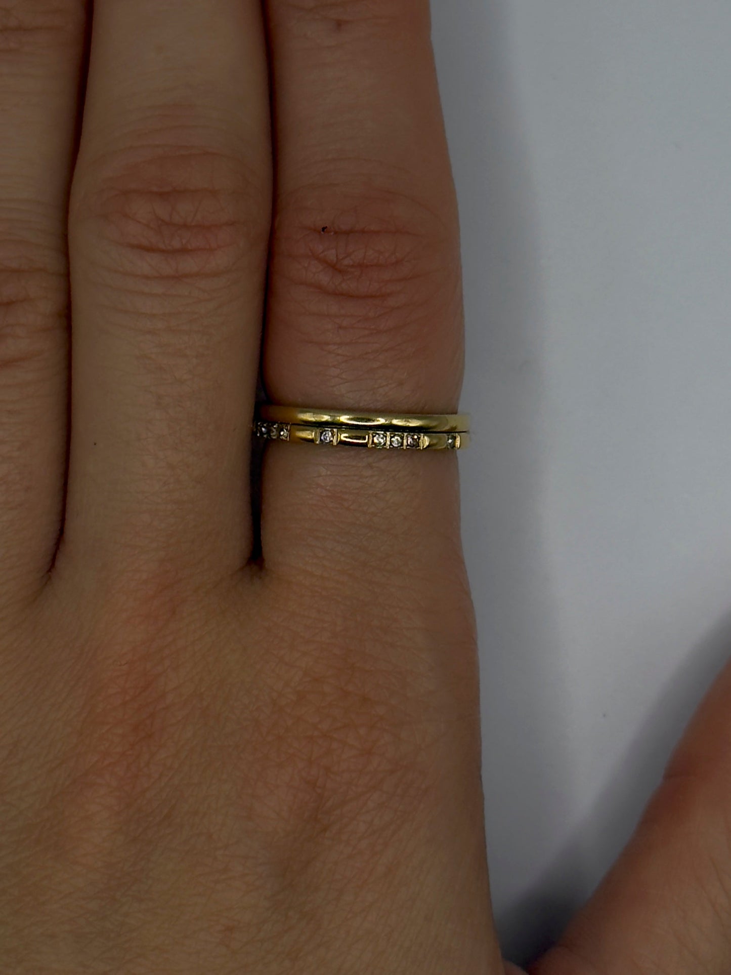 Thin Double Ring Stack in Gold