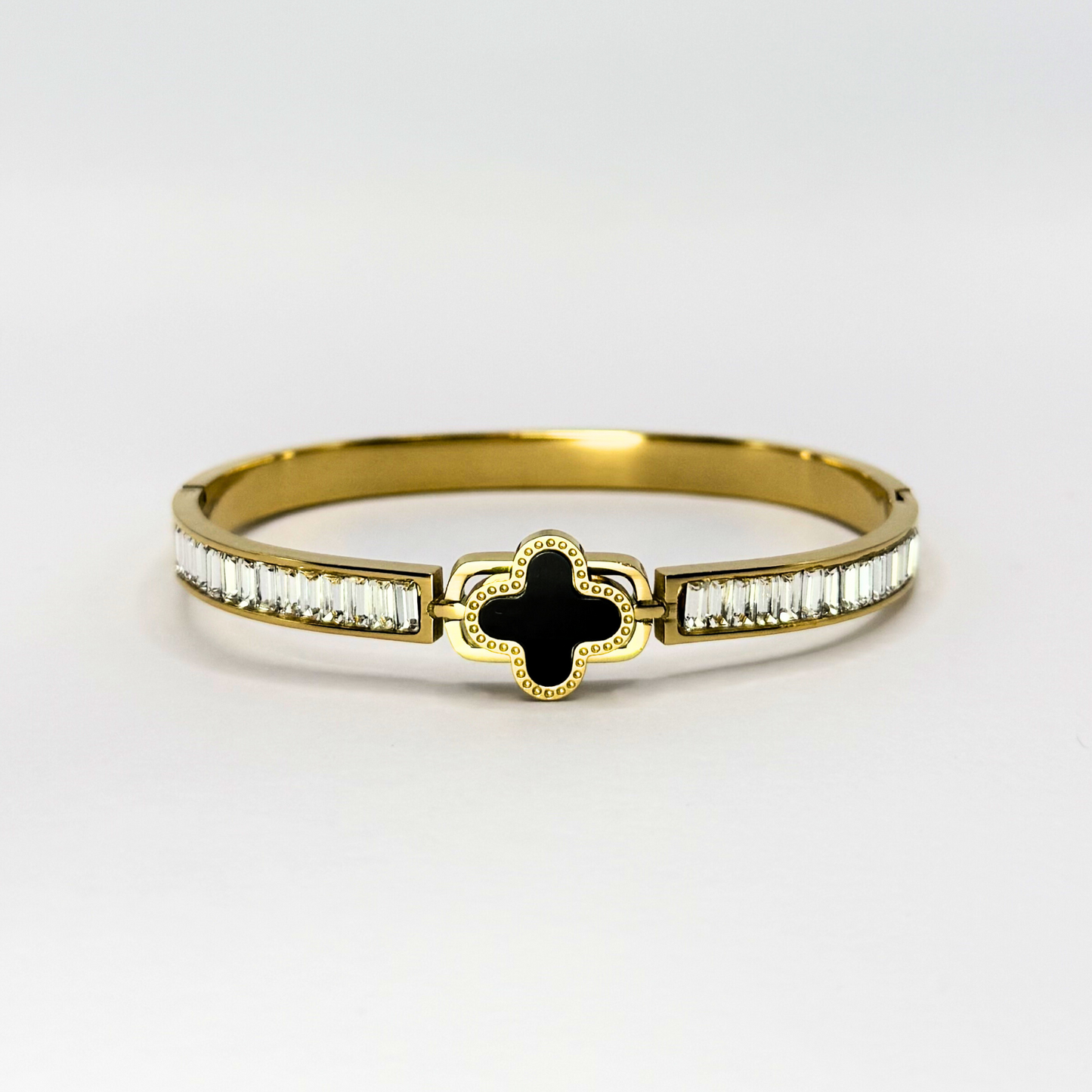 Braccialetto a polsino con trifoglio di diamanti - Oro