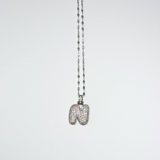 Gemma Initial Necklace- N in Silver