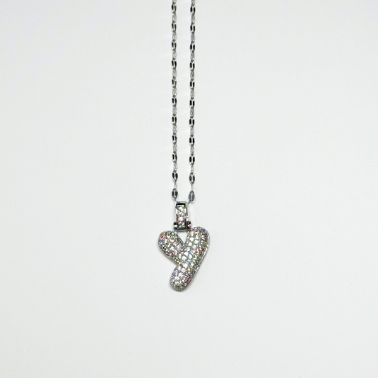 Gemma Initial Necklace- Y in Silver