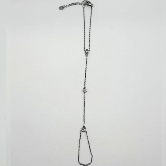 Tear Drop Hand Chain in Silver