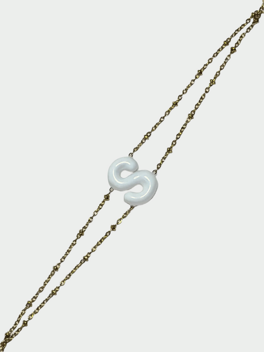 Colorful Initial Bracelet - S (White)