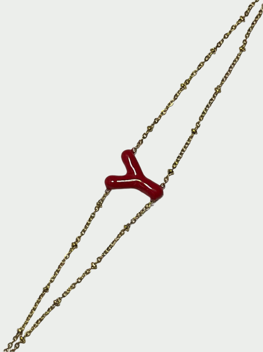 Colorful Initial Bracelet - Y (Red)