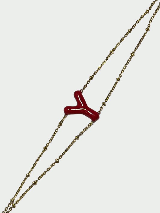 Colorful Initial Bracelet - Y (Red)