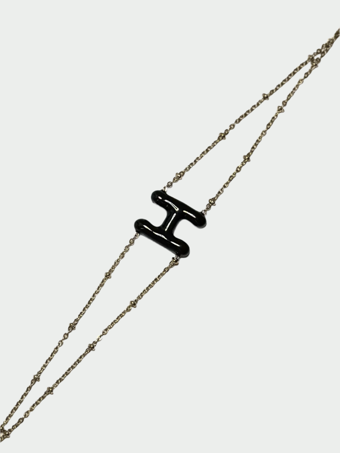 Colorful Initial Bracelet - H (Black)