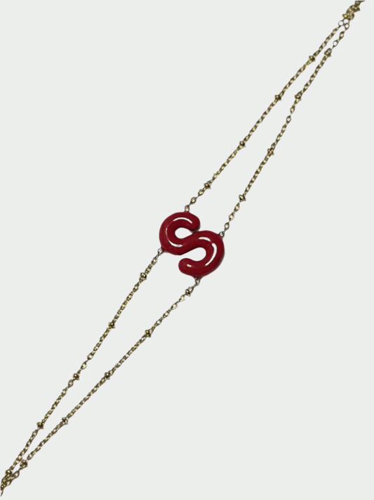 Colorful Initial Bracelet - S (Red)