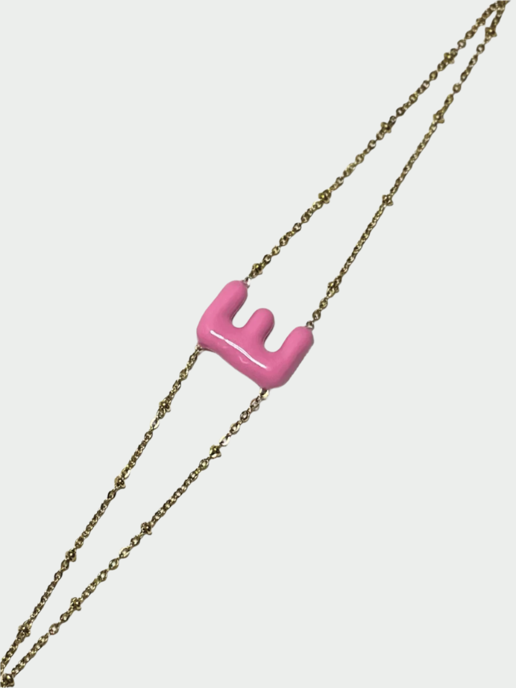 Colorful Initial Bracelet - E (Bubble Pink)