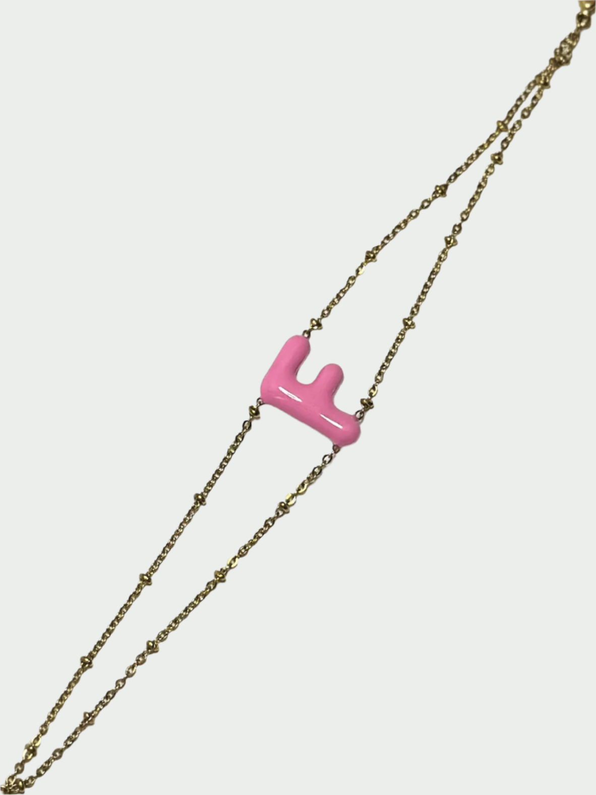 Colorful Initial Bracelet - F (Bubble Pink)