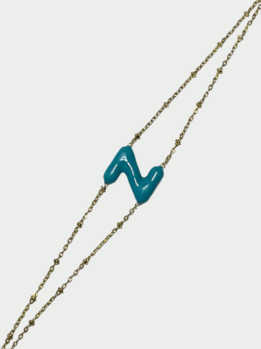 Colorful Initial Bracelet - Z (Blue)