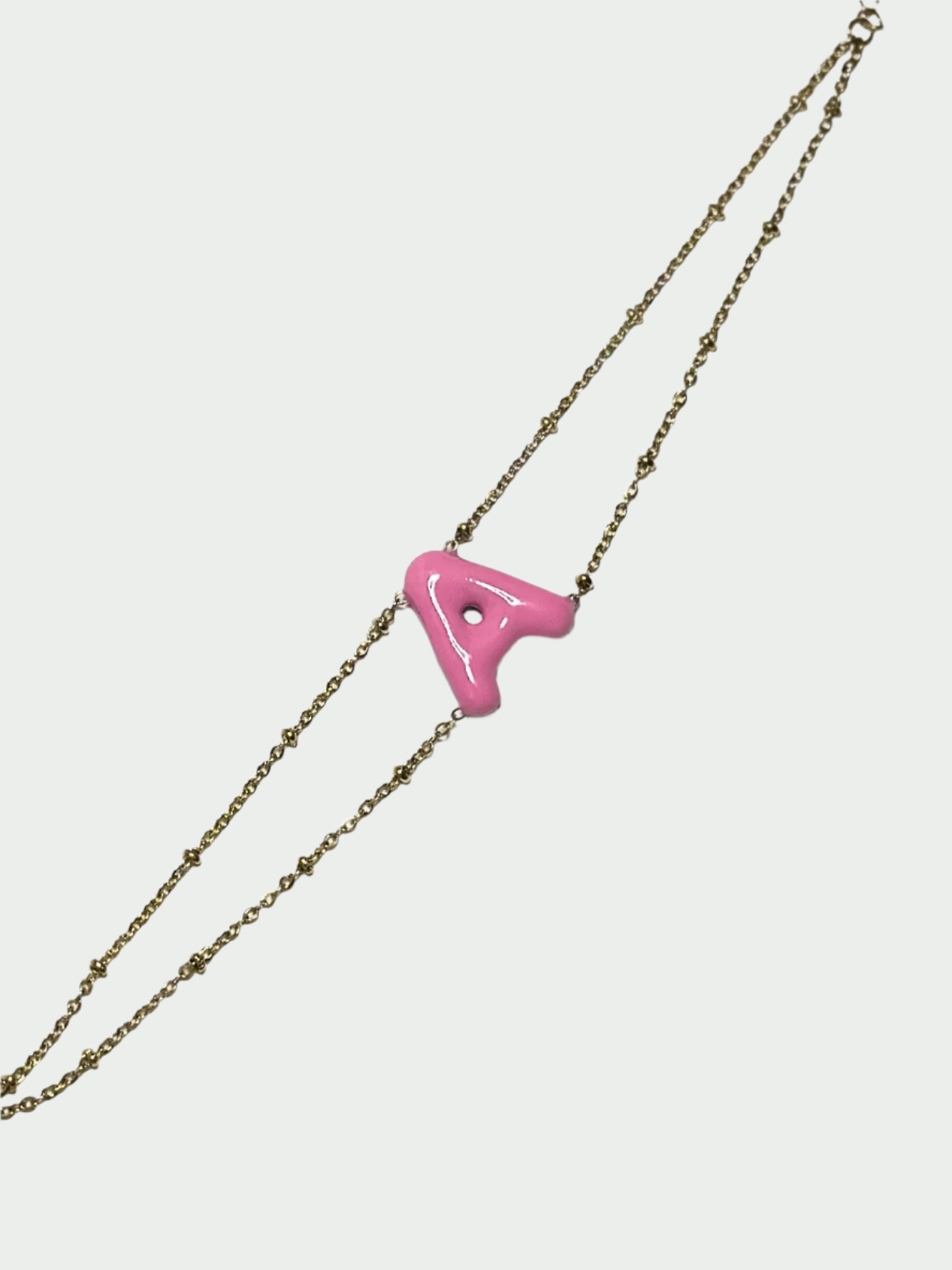 Colorful Initial Bracelet - A (Bubble Pink)