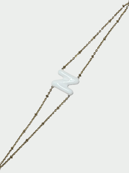 Colorful Initial Bracelet - N (White)