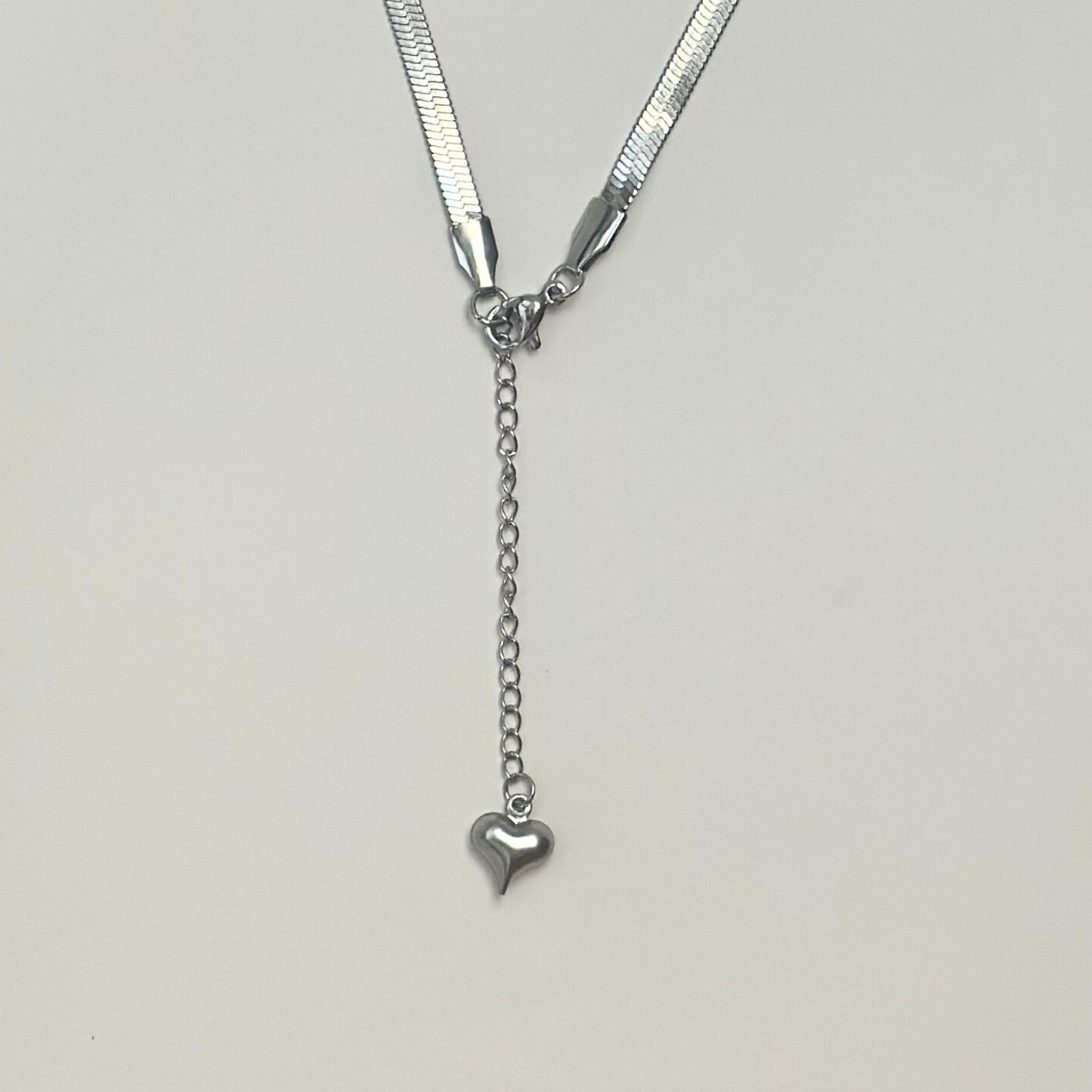 Snake Necklace with Heart Charm