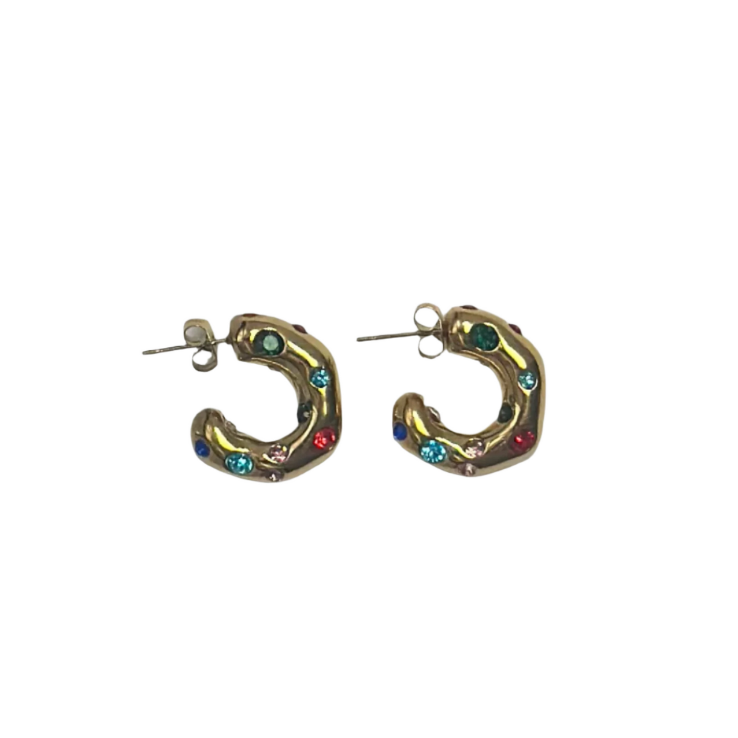 Chunky Hoop Earrings with Gems