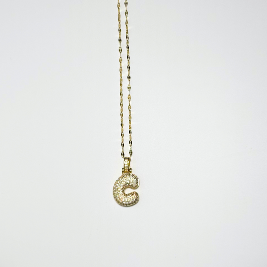 Gemma Initial Necklace- C in Gold