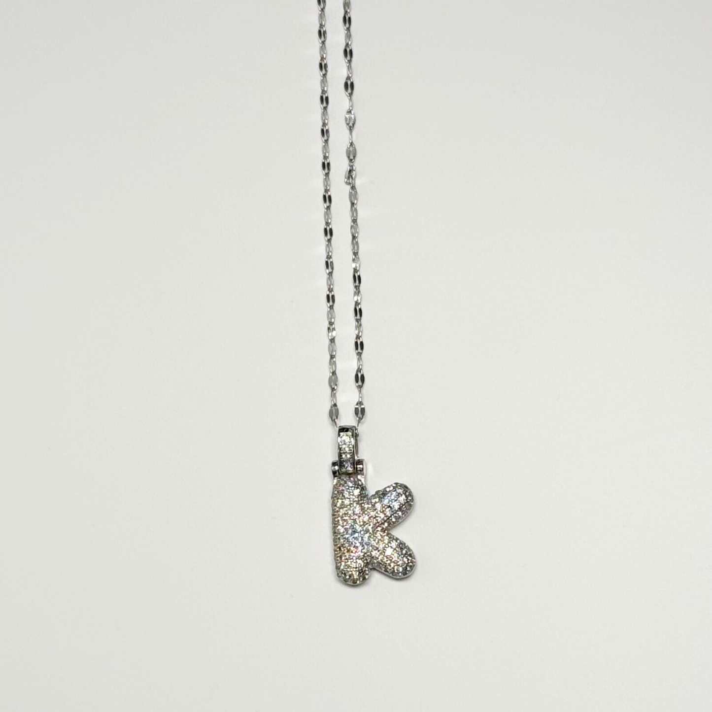 Gemma Initial Necklace- K in Silver