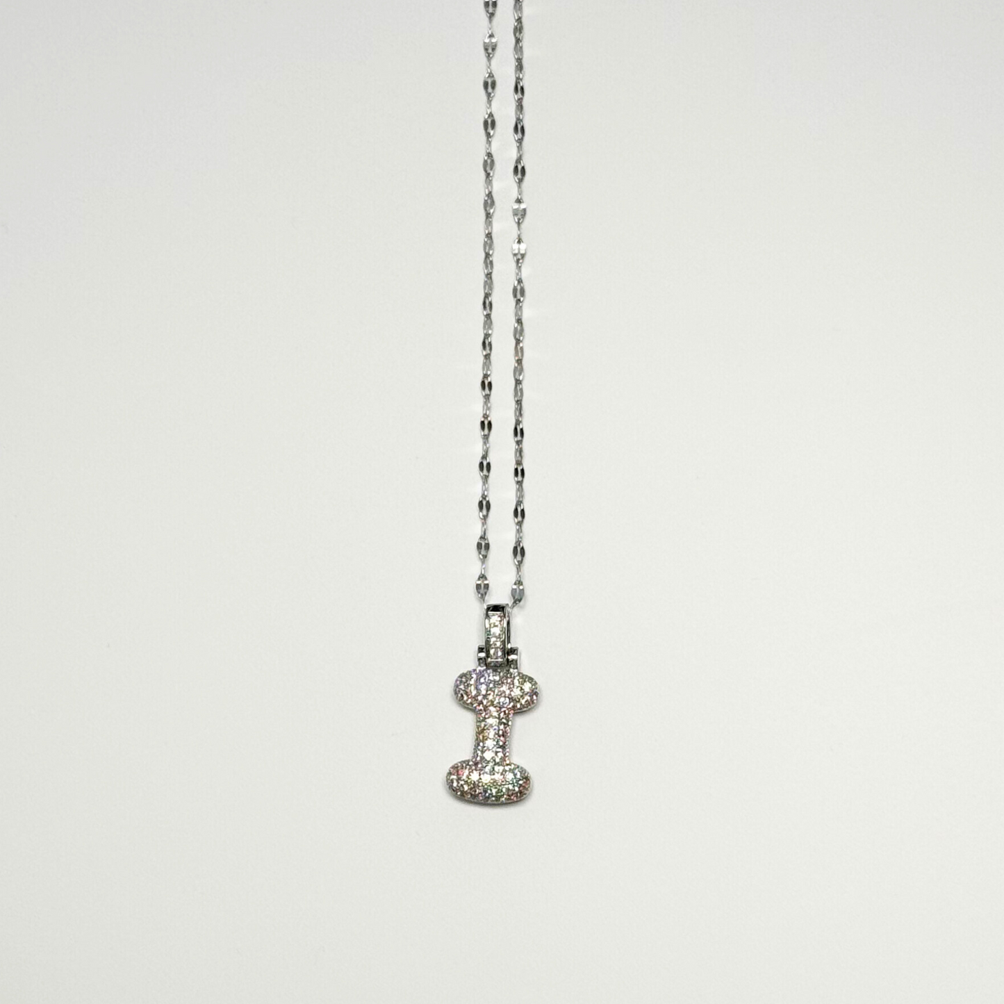 Gemma Initial Necklace- I in Silver