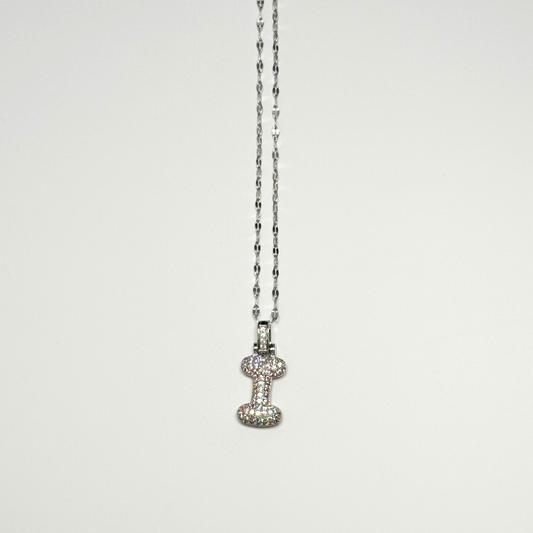 Gemma Initial Necklace- I in Silver