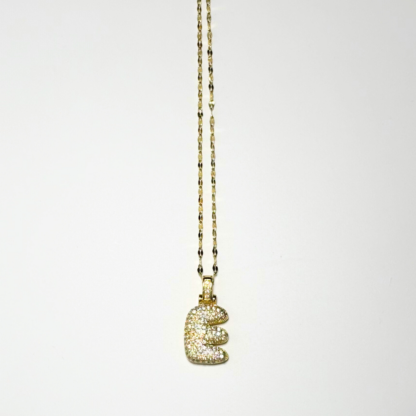 Gemma Initial Necklace- E in Gold