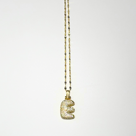 Gemma Initial Necklace- E in Gold