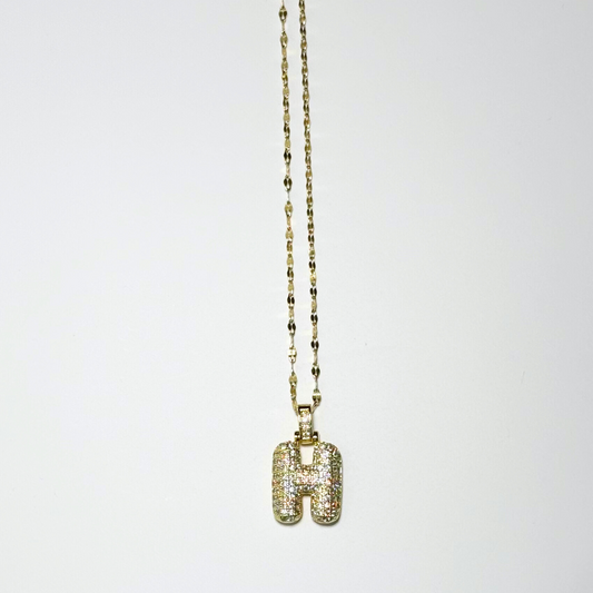 Gemma Initial Necklace- H in Gold