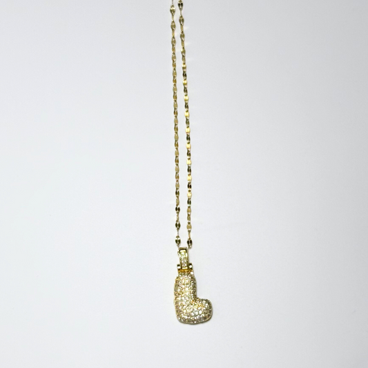 Gemma Initial Necklace- L in Gold