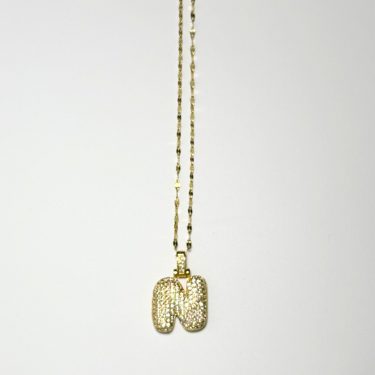 Gemma Initial Necklace- N in Gold