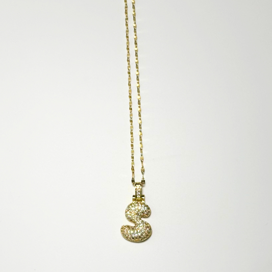 Gemma Initial Necklace- S in Gold