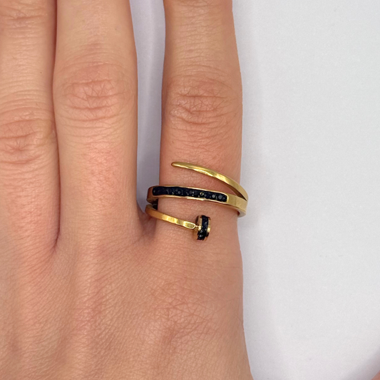 Nail Ring with Black Diamonds