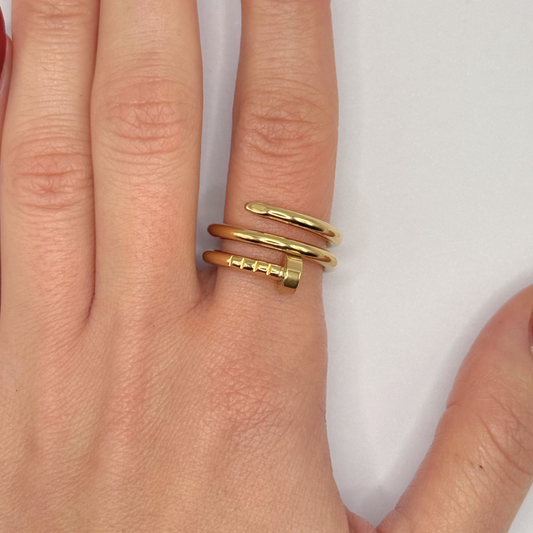 Triple-Layered Nail Ring in Gold