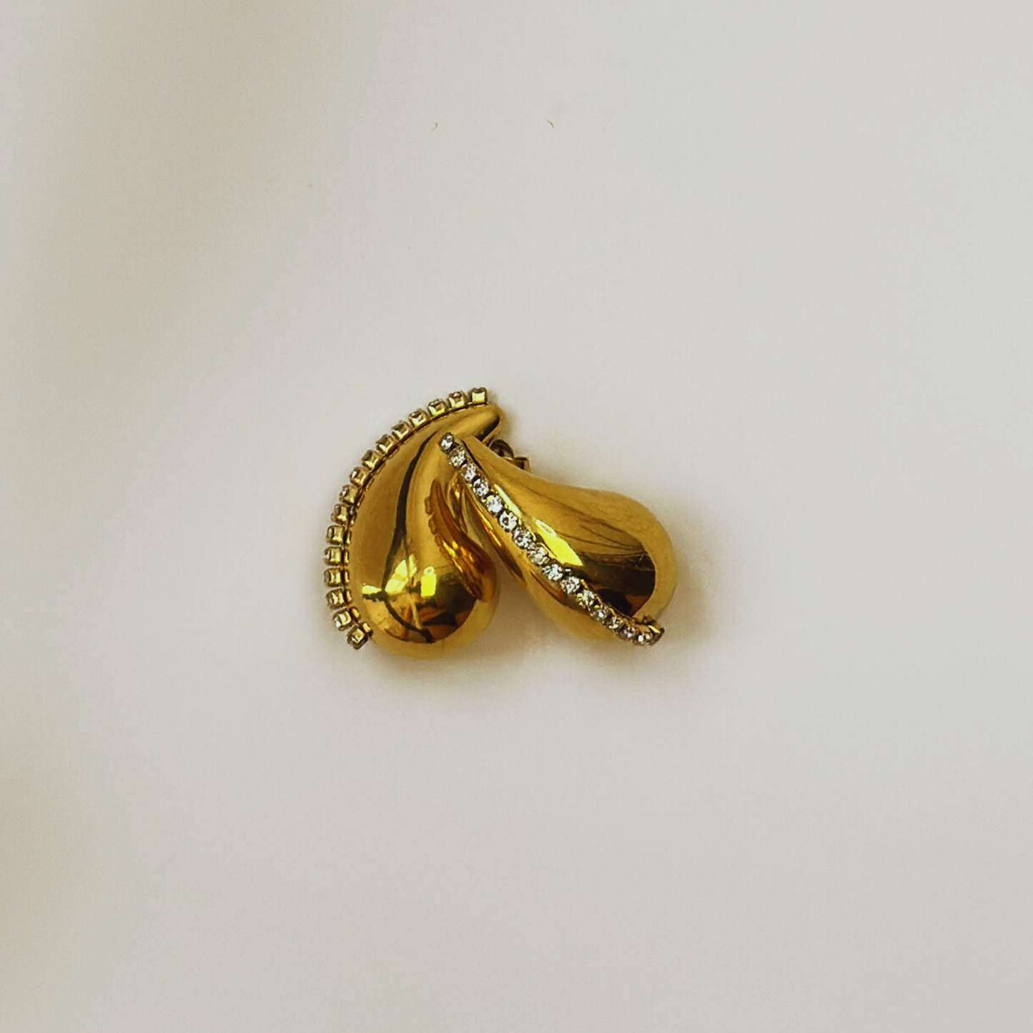 Diamond-Lined Raindrop Earrings