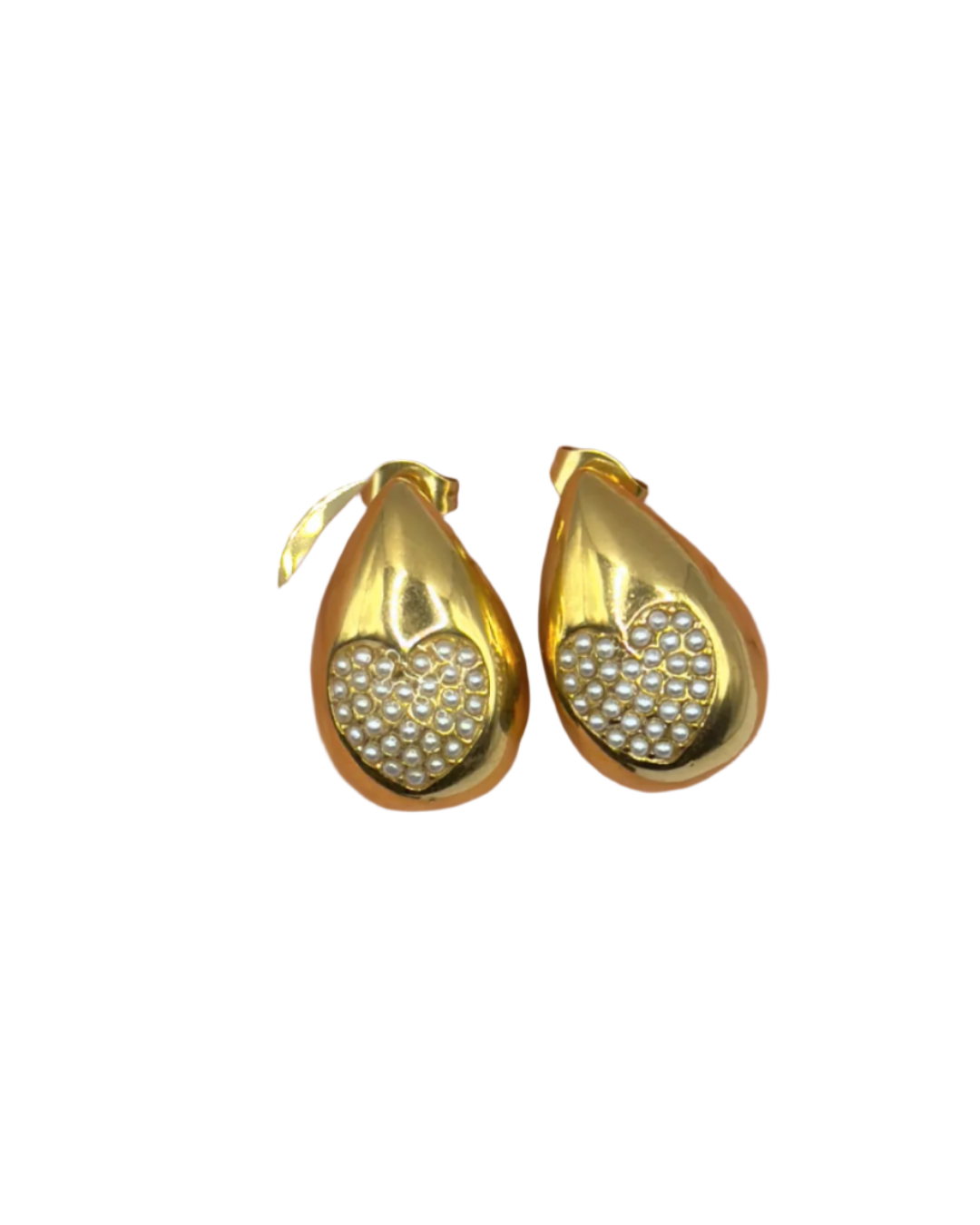 Pearly Heart Rain Drop Earrings