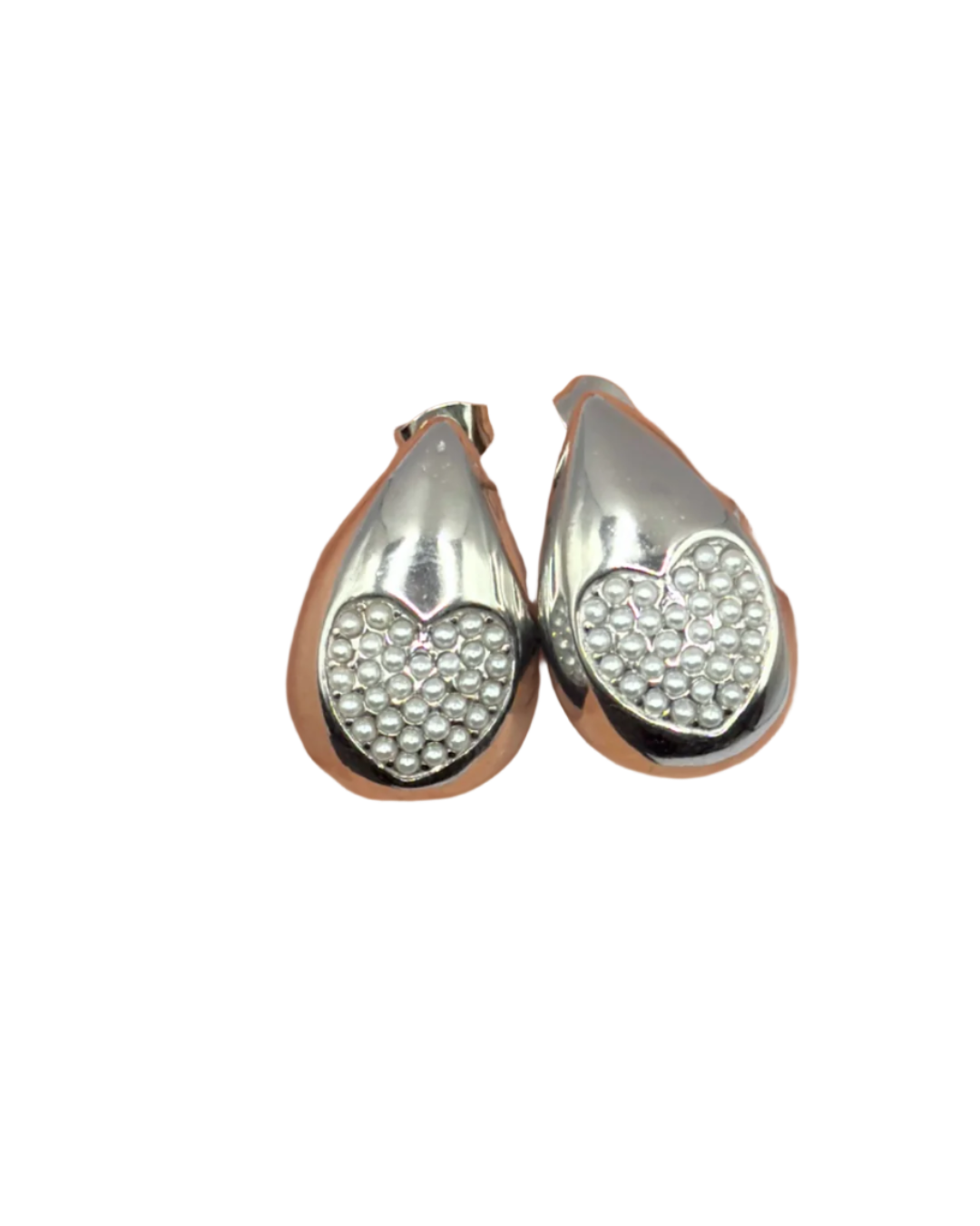 Pearly Heart Rain Drop Earrings