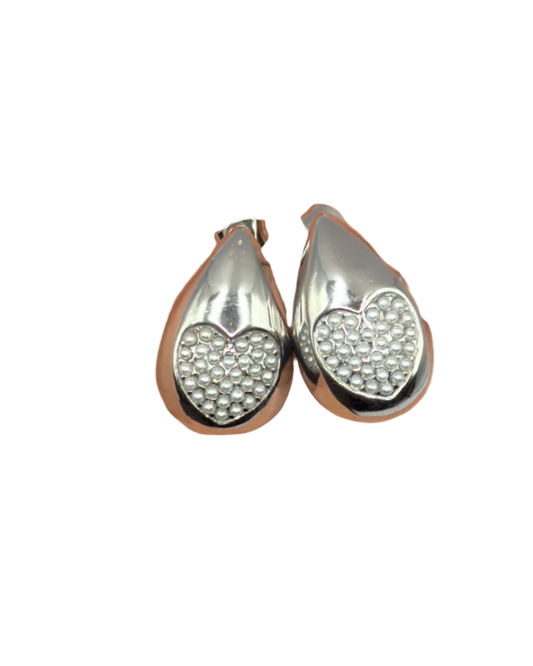 Pearly Heart Rain Drop Earrings