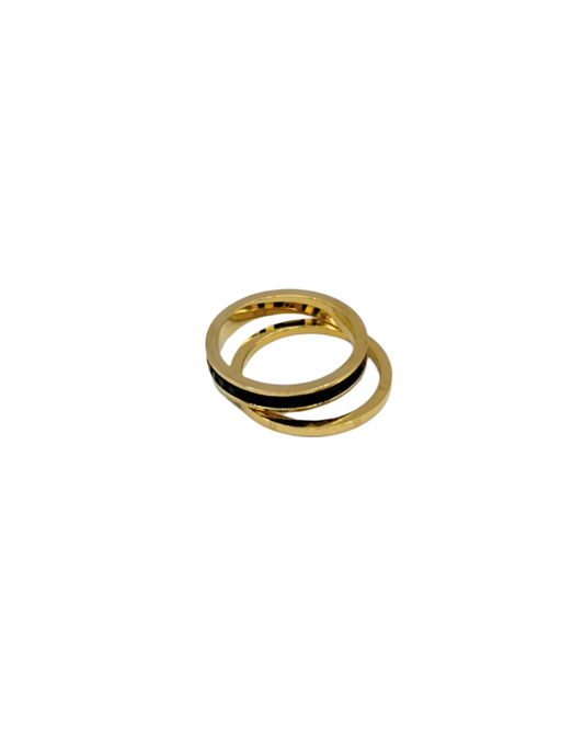 Thin Band with Black Diamonds in Gold