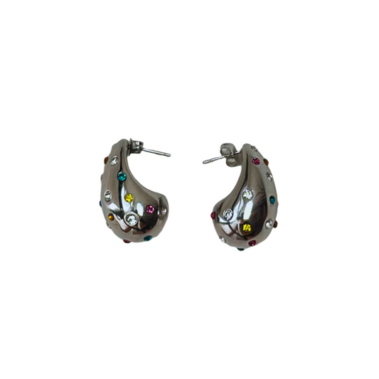 Raindrop Bottega Earrings with Colorful Gems