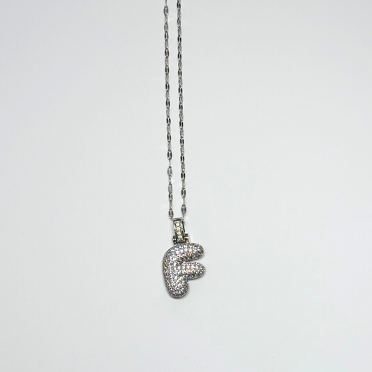 Gemma Initial Necklace- F in Silver