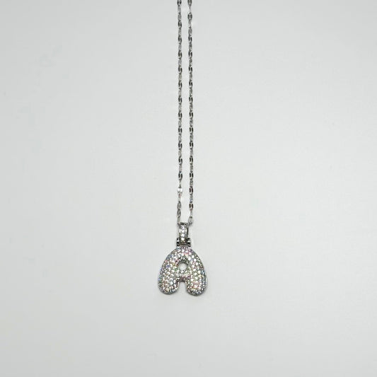 Gemma Initial Necklace- A in Silver