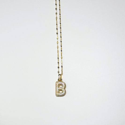 Gemma Initial Necklace- B in Gold