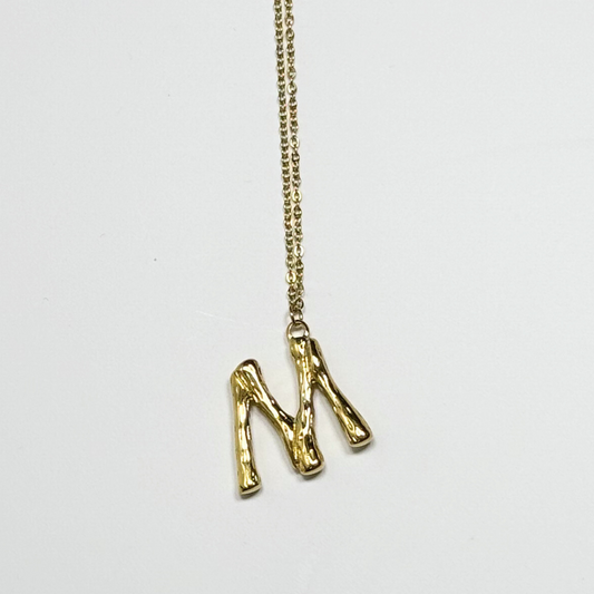 Victoria Initial Necklace- M in Gold